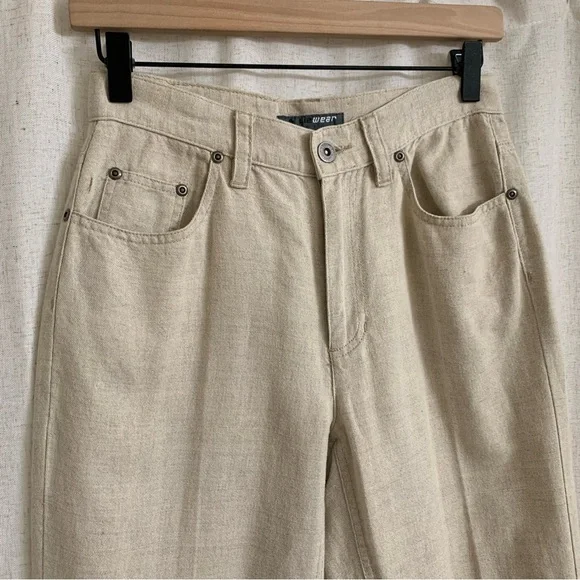 Liz Claiborne Wear Linen Cotton Straight Leg Vintage High Rise Trousers - Picture 3 of 6